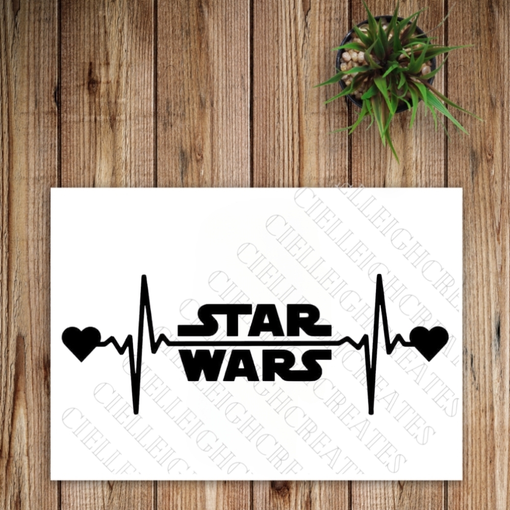 *2 for $20* Stars Wars Heartbeat Line vinyl decal Sticker Handcrafted